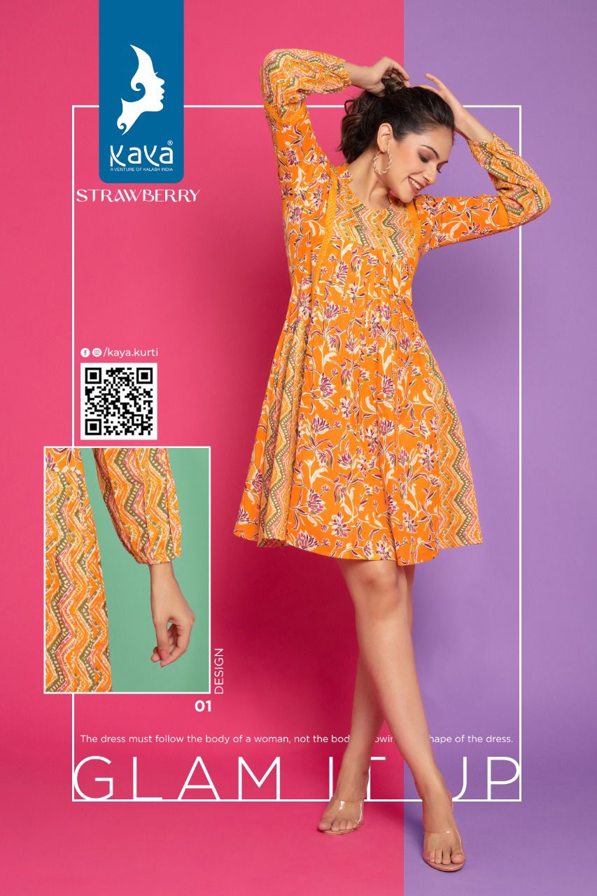 Kaya Strawberry Classic Cotton Printed Party Wear Western Kurti Collection
